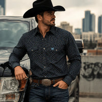 The American West - Long-Sleeve Pearl Button Western Shirt with Stripes - AW-705