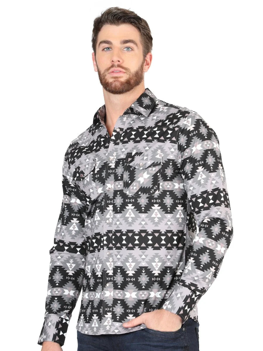 El General- Casual Long-Sleeve Shirt by El General - Black 44397