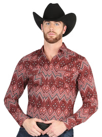 El General - Casual Long Sleeve Shirt Burgundy 44431