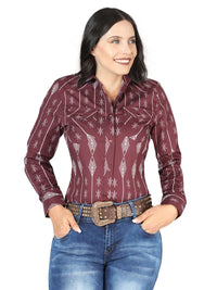 El General Women's Casual Long-Sleeve Shirt  Burgundy 44438
