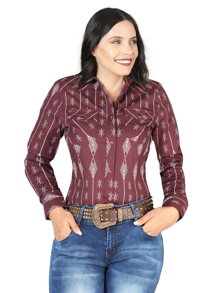El General Women's Casual Long-Sleeve Shirt  Burgundy 44438