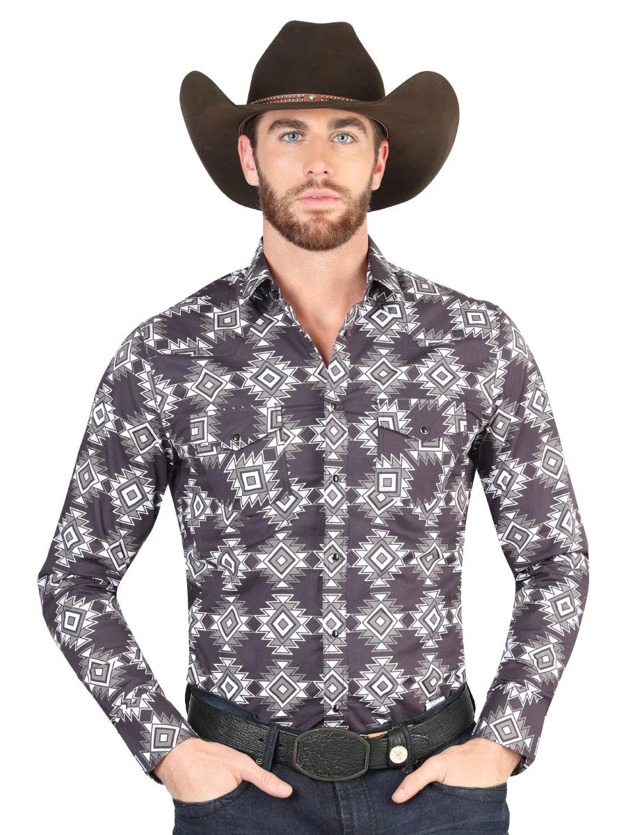 El General - Casual Long Sleeve Shirt Dark Blue 44403