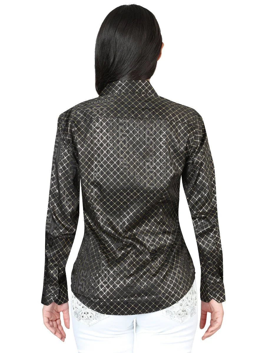 The General Women's Black/Gold Casual Long-Sleeve Shirt 44559