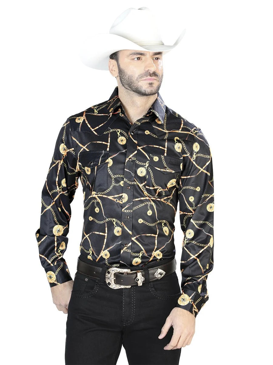 El General -Casual Long Sleeve Shirt - Black 44087