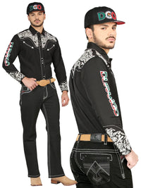 Men's Boot Cut Western Jeans – Stretch Denim Cowboy Pants -  Black 44964