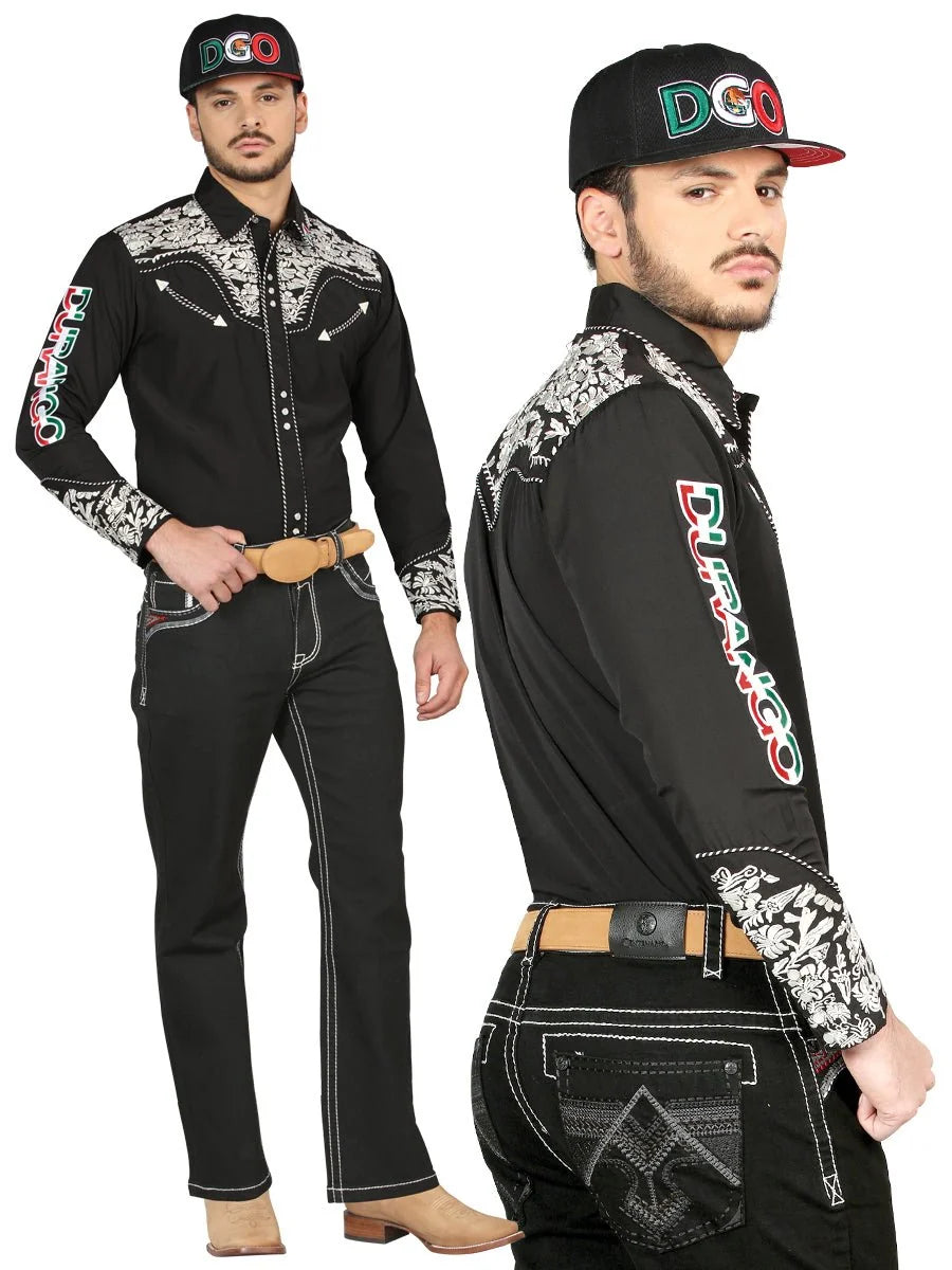 Men's Boot Cut Western Jeans – Stretch Denim Cowboy Pants -  Black 44964