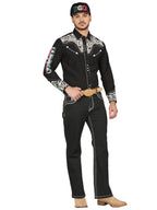 Men's Boot Cut Western Jeans – Stretch Denim Cowboy Pants -  Black 44964