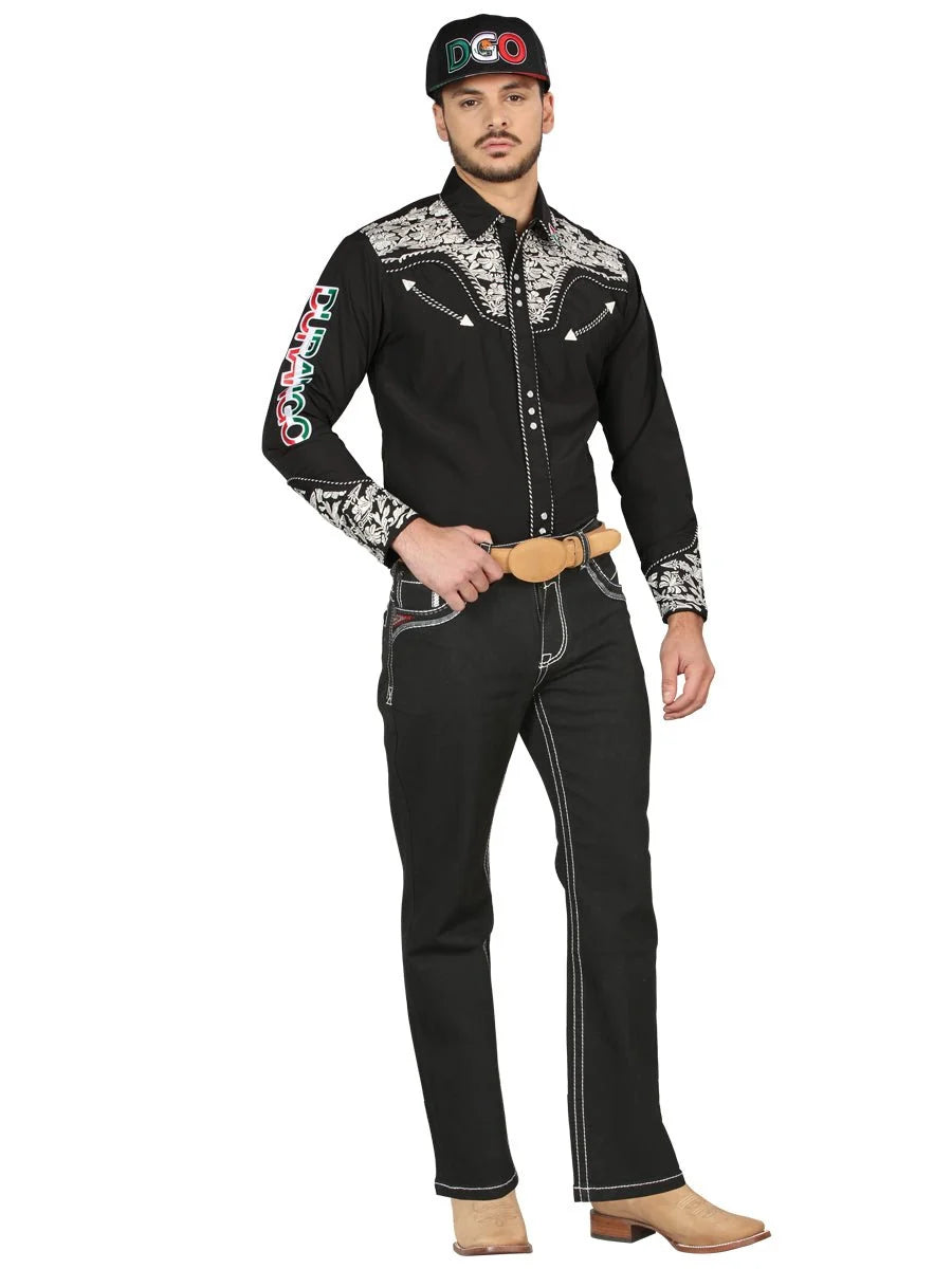 Men's Boot Cut Western Jeans – Stretch Denim Cowboy Pants -  Black 44964