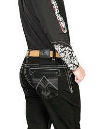 Men's Boot Cut Western Jeans – Stretch Denim Cowboy Pants -  Black 44964