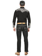 Men's Boot Cut Western Jeans – Stretch Denim Cowboy Pants -  Black 44964
