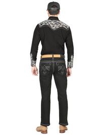 Men's Boot Cut Western Jeans – Stretch Denim Cowboy Pants -  Black 44964