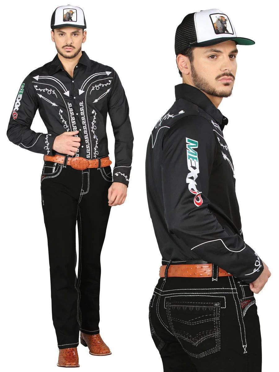 Men's Boot Cut Western Jeans – Tinted Denim Cowboy Pants -  Black 44966