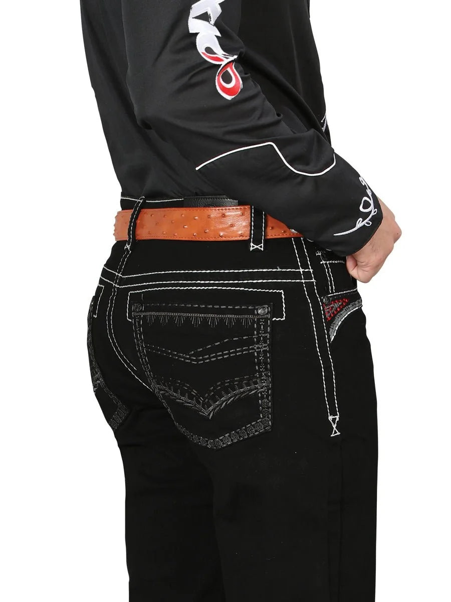 Men's Boot Cut Western Jeans – Tinted Denim Cowboy Pants -  Black 44966