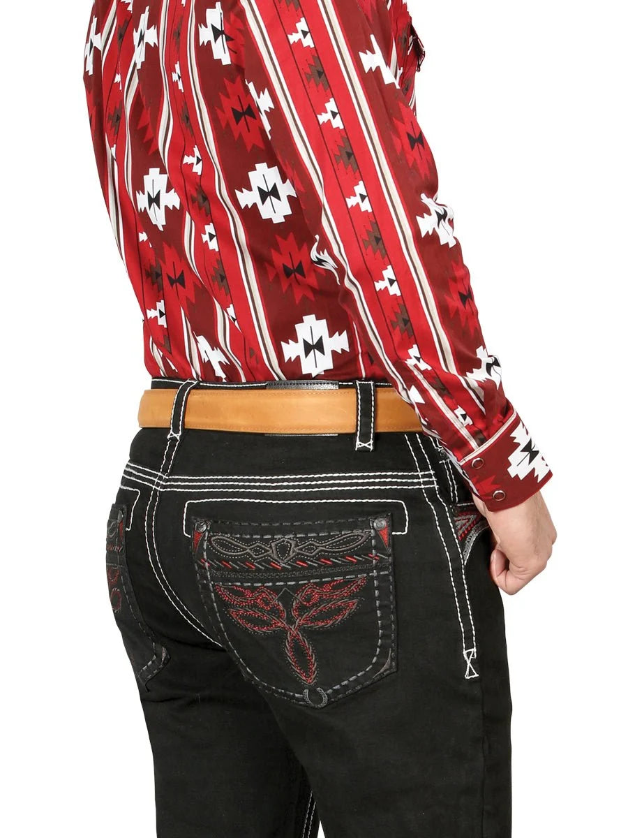 Men's Boot Cut Western Jeans – Stretch Denim Cowboy Pants -  Black 44968