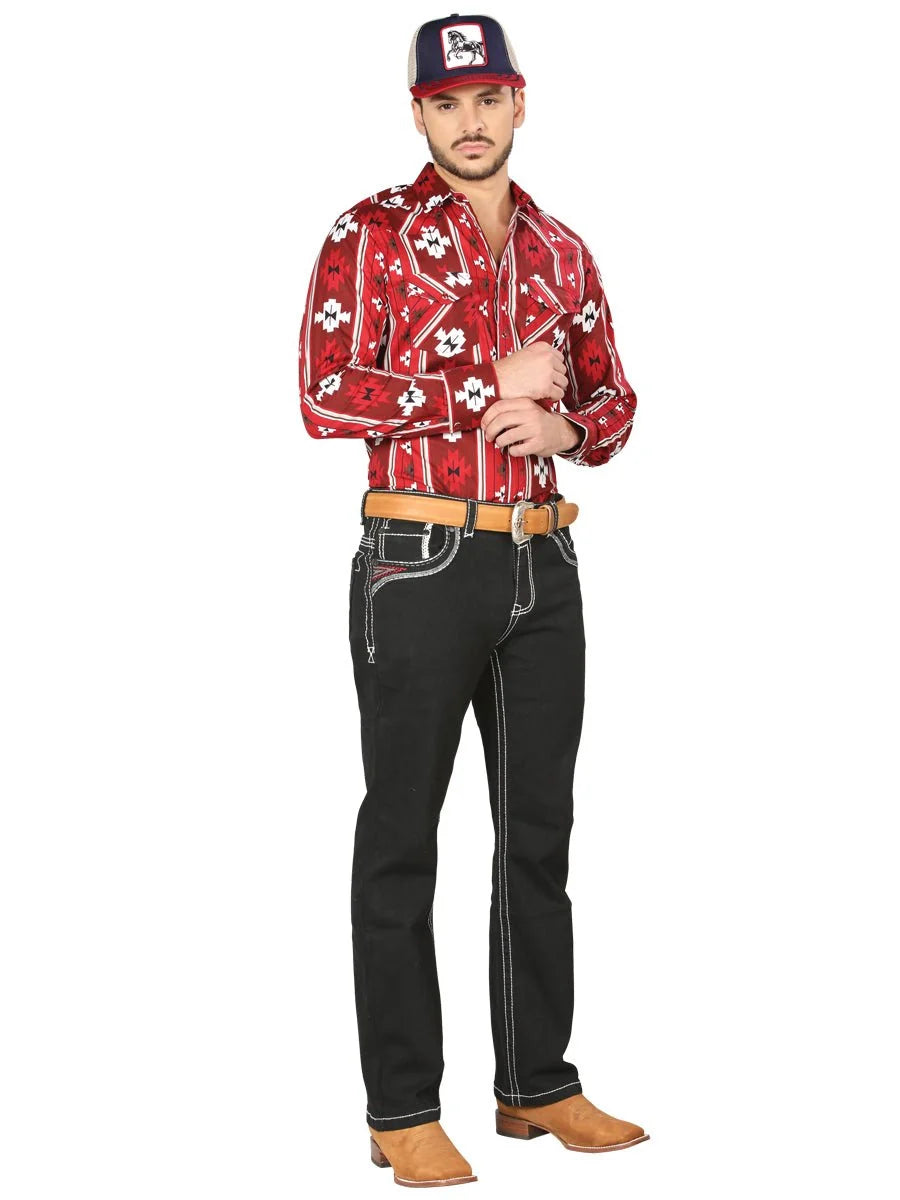 Men's Boot Cut Western Jeans – Stretch Denim Cowboy Pants -  Black 44968
