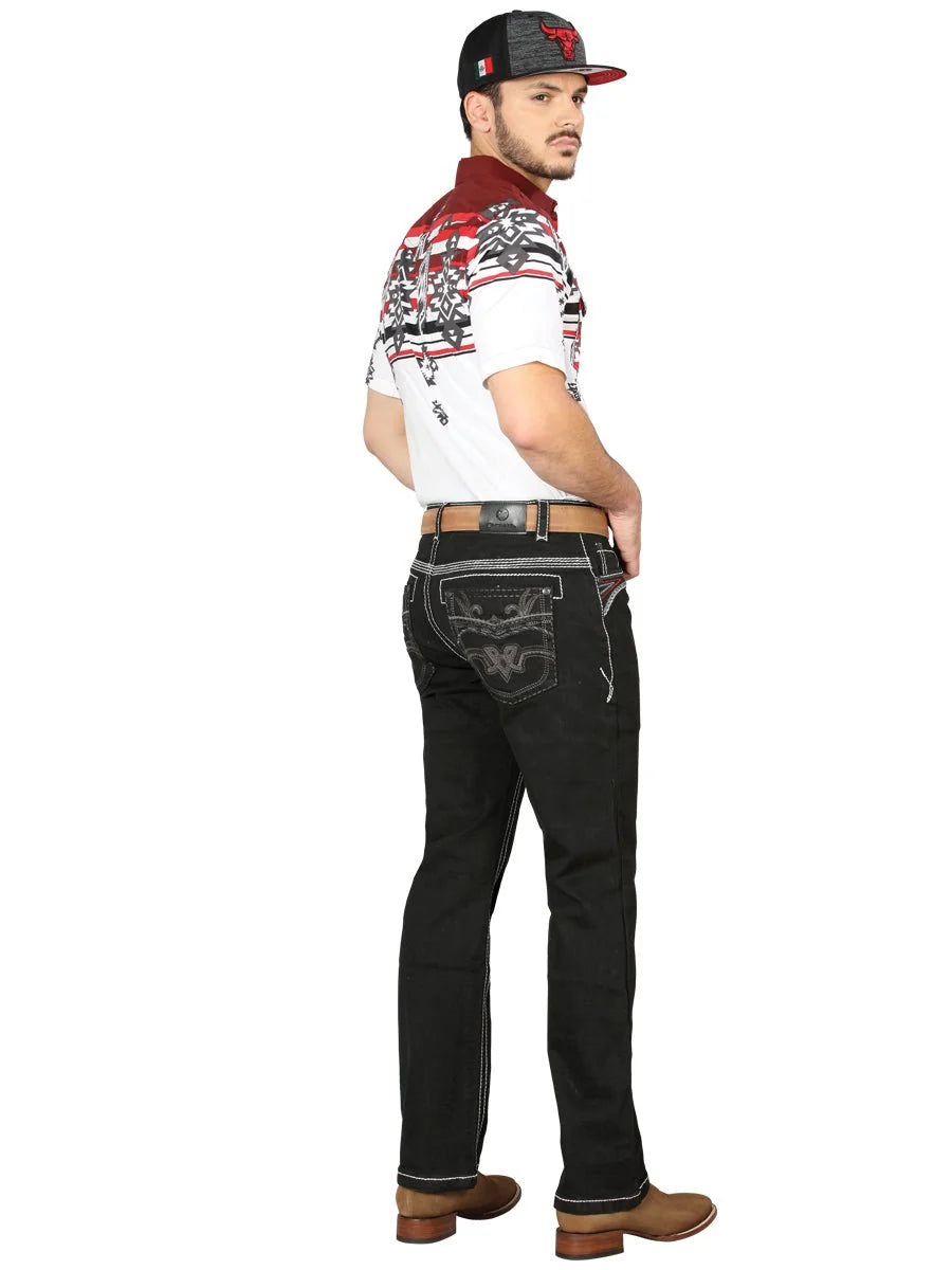 Men's Boot Cut Western Jeans – Stretch Denim Cowboy Pants - Black 44972