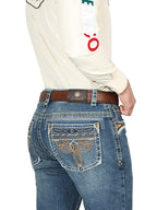 Men's Boot Cut Western Jeans – Stretch Denim Cowboy Pants - Dark Blue 44969