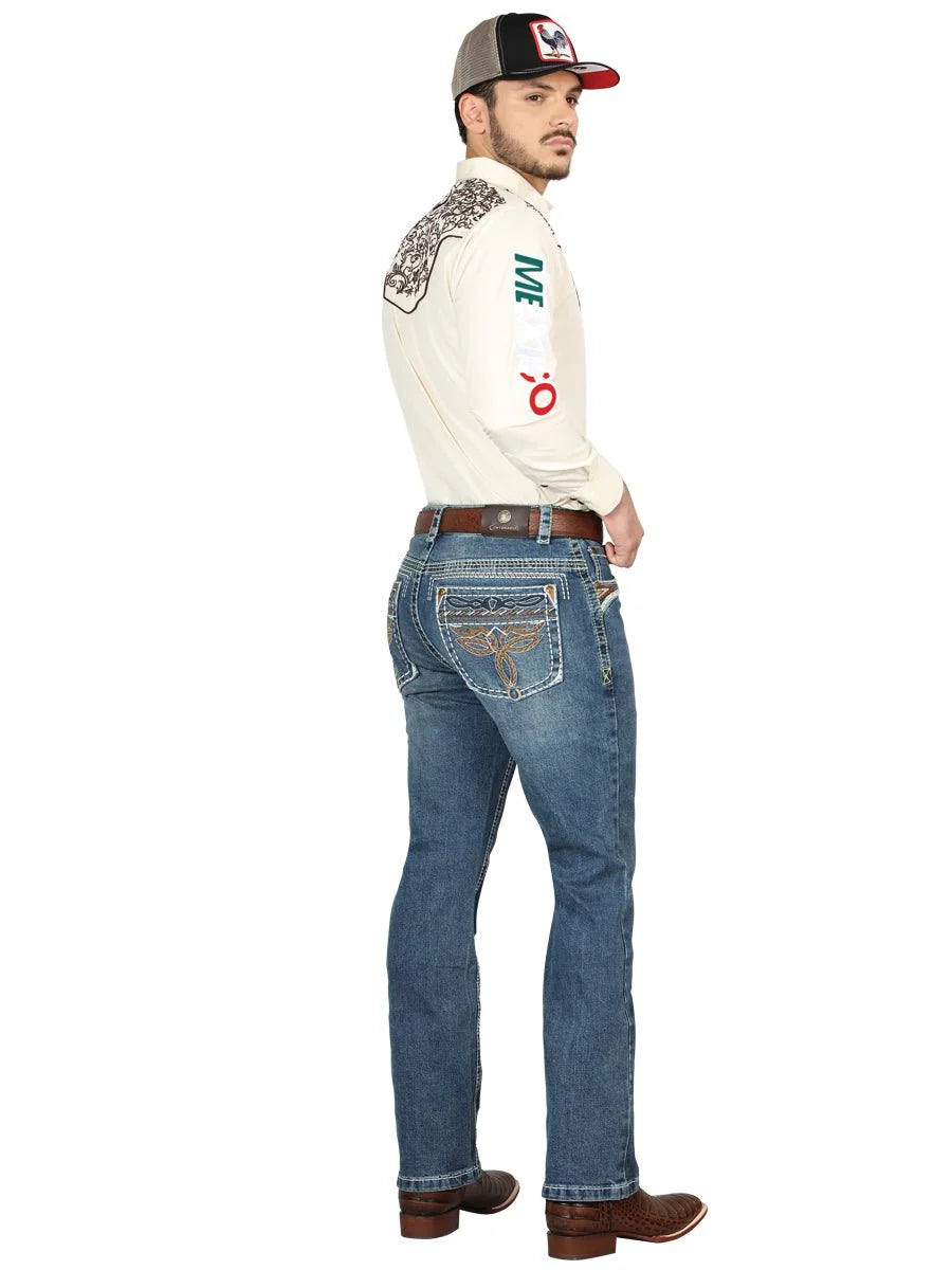 Men's Boot Cut Western Jeans – Stretch Denim Cowboy Pants - Dark Blue 44969