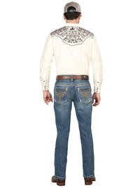 Men's Boot Cut Western Jeans – Stretch Denim Cowboy Pants - Dark Blue 44969