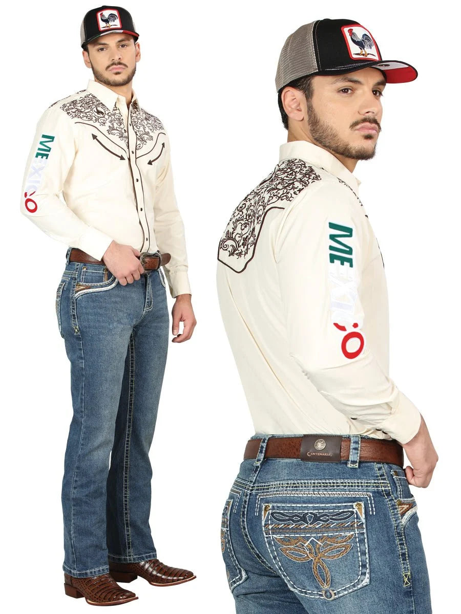 Men's Boot Cut Western Jeans – Stretch Denim Cowboy Pants - Dark Blue 44969