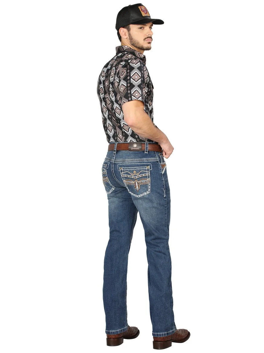 Men's Boot Cut Western Jeans – Stretch Denim Cowboy Pants - Dark Blue 44970