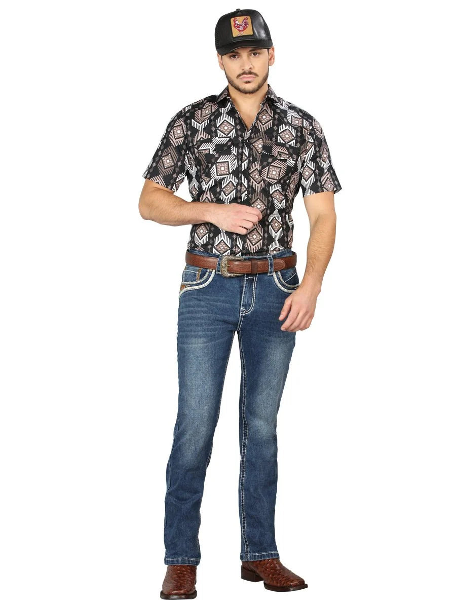 Men's Boot Cut Western Jeans – Stretch Denim Cowboy Pants - Dark Blue 44970