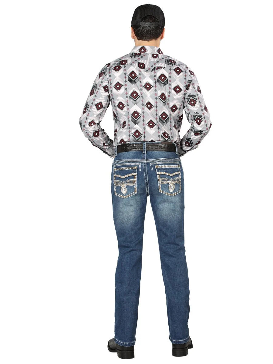 Men's Boot Cut Western Jeans – Stretch Denim Cowboy Pants - Durk Blue 44974