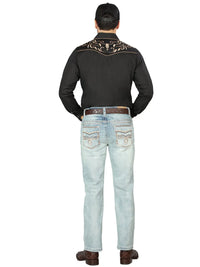 Men's Boot Cut Western Jeans – Stretch Denim Cowboy Pants - Blue 44975