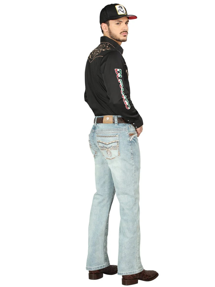 Men's Boot Cut Western Jeans – Stretch Denim Cowboy Pants - Blue 44975