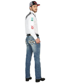 Men's Boot Cut Western Jeans – Stretch Denim Cowboy Pants -  Blue 44965