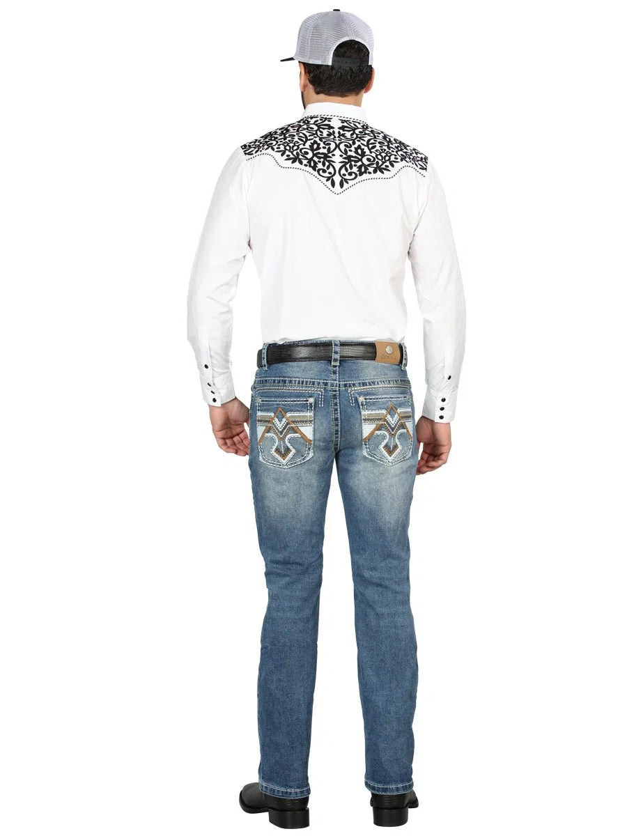 Men's Boot Cut Western Jeans – Stretch Denim Cowboy Pants -  Blue 44965