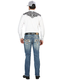 Men's Boot Cut Western Jeans – Stretch Denim Cowboy Pants -  Blue 44965