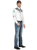 Men's Boot Cut Western Jeans – Stretch Denim Cowboy Pants -  Blue 44965