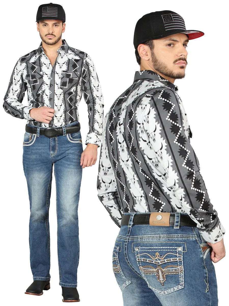 Men's Boot Cut Western Jeans – Stretch Denim Cowboy Pants - Medium Blue 44971