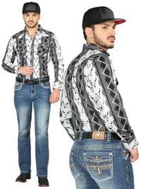 Men's Boot Cut Western Jeans – Stretch Denim Cowboy Pants - Medium Blue 44971