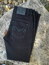 Men's Boot Cut Western Jeans – Stretch Denim Cowboy Pants - Black GEN-045896 Black