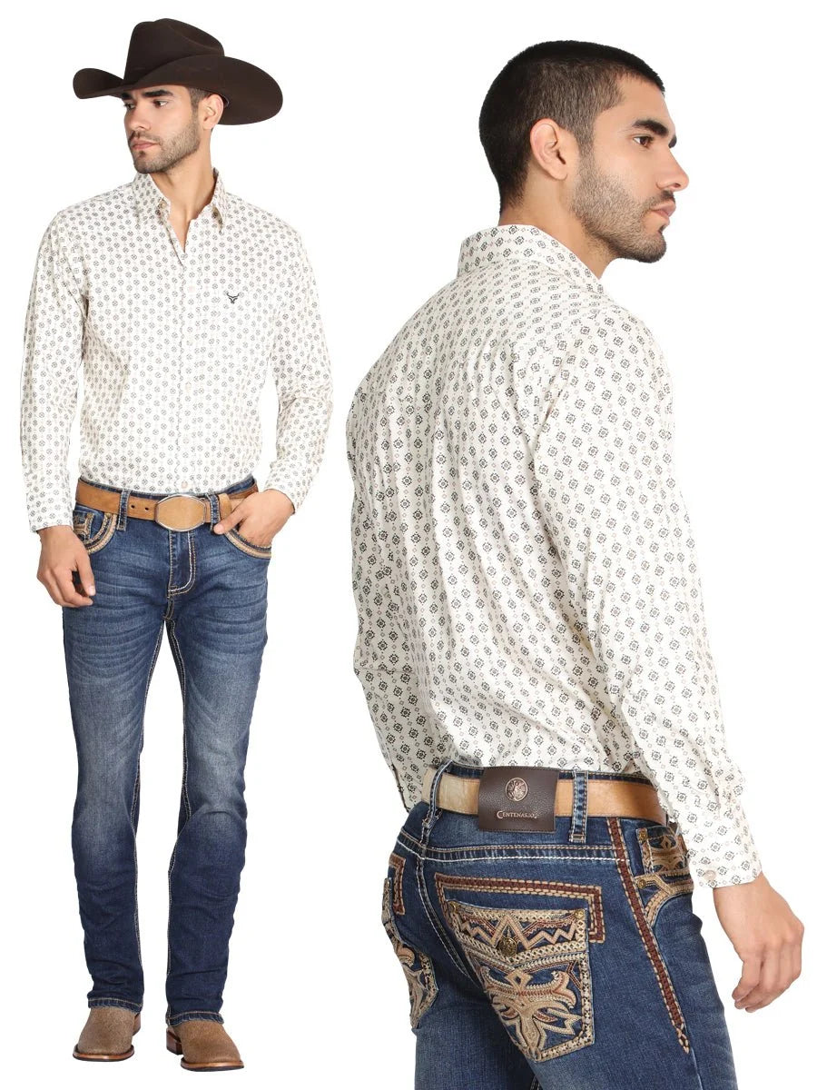 Men's Boot Cut Western Jeans – Stretch Denim Cowboy Pants - Medium Blue GEN-045896