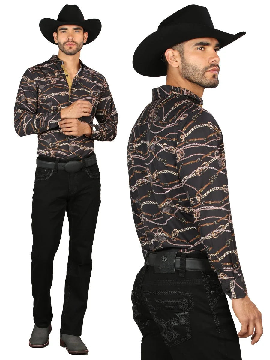 Men's Boot Cut Western Jeans – Stretch Denim Cowboy Pants - Black GEN- 45312