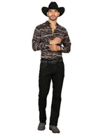 Men's Boot Cut Western Jeans – Stretch Denim Cowboy Pants - Black GEN- 45312