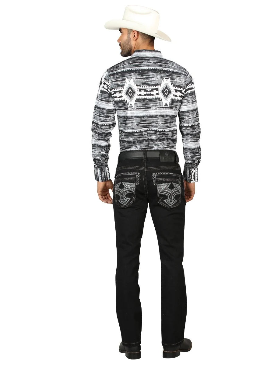 Men's Boot Cut Western Jeans – Stretch Denim Cowboy Pants -  Black  45311