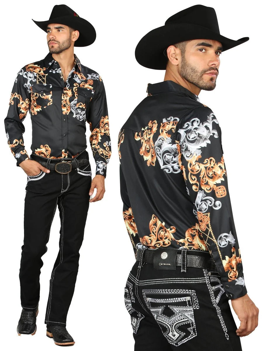 Men's Boot Cut Western Jeans – Stretch Denim Cowboy Pants - Black 45310