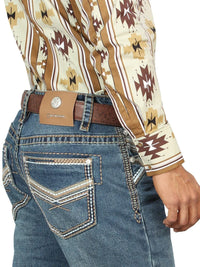Men's Boot Cut Western Jeans – Stretch Denim Cowboy Pants -  Dark Blue 45314