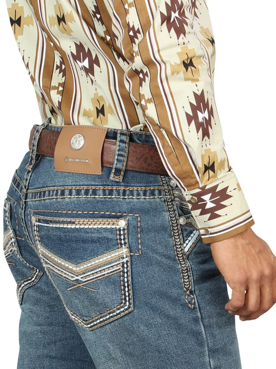 Men's Boot Cut Western Jeans – Stretch Denim Cowboy Pants -  Dark Blue 45314