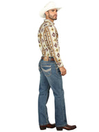 Men's Boot Cut Western Jeans – Stretch Denim Cowboy Pants -  Dark Blue 45314