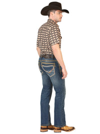 Men's Boot Cut Western Jeans – Stretch Denim Cowboy Pants -  Blue 45534
