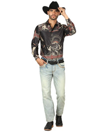 Men's Boot Cut Western Jeans – Stretch Denim Cowboy Pants - Light Blue 45317