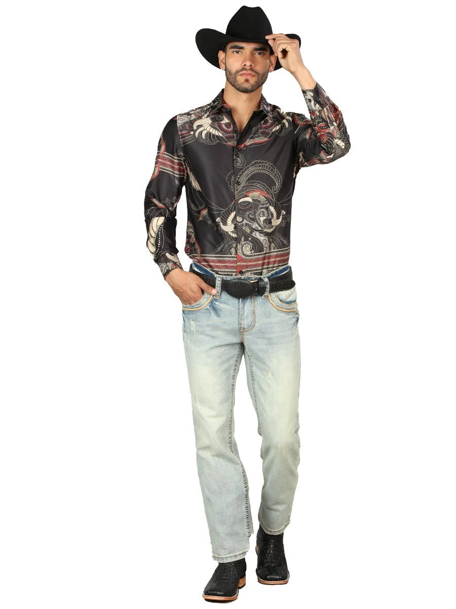 Men's Boot Cut Western Jeans – Stretch Denim Cowboy Pants - Light Blue 45317