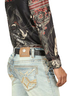 Men's Boot Cut Western Jeans – Stretch Denim Cowboy Pants - Light Blue 45317