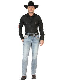 Men's Boot Cut Western Jeans – Stretch Denim Cowboy Pants - Black 45532