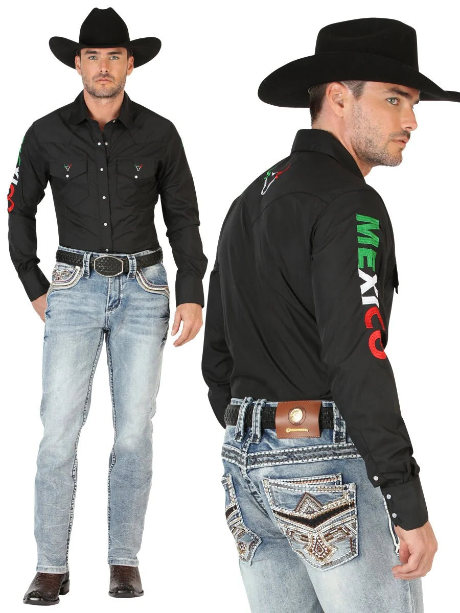 Men's Boot Cut Western Jeans – Stretch Denim Cowboy Pants - Black 45532